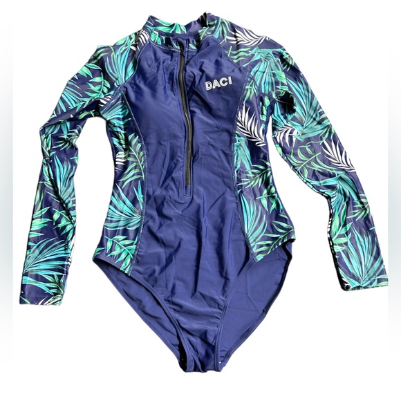 DACI women’s long sleeve sun protection rashguard surf suit swimwear swimsuit - Picture 2 of 5